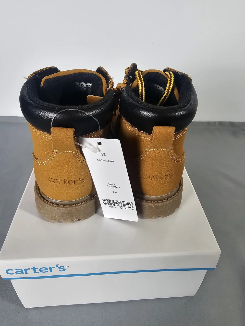 NEW Carter's Toddler Boys Tan Lace-Up Work/Classic Hiking Style Boots Size 12